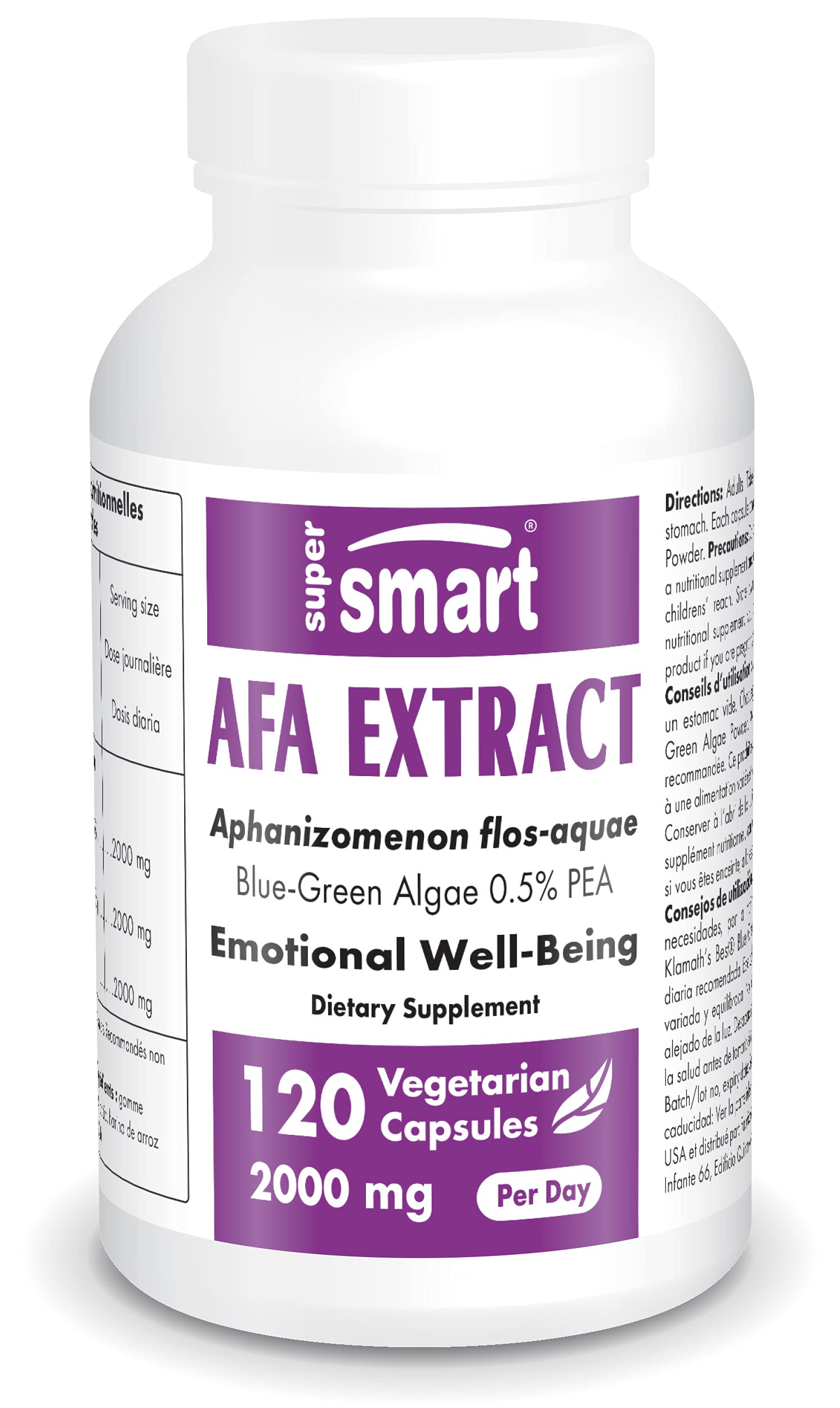 Amazon Com Supersmart Afa Extract 1000 Mg Per Day Aphanizomenon Flos Aquae Blue Green Algae Supplement Emotional Wellbeing Boost Concentration Non Gmo Gluten Free 1 Vegetarian Capsules Health Household