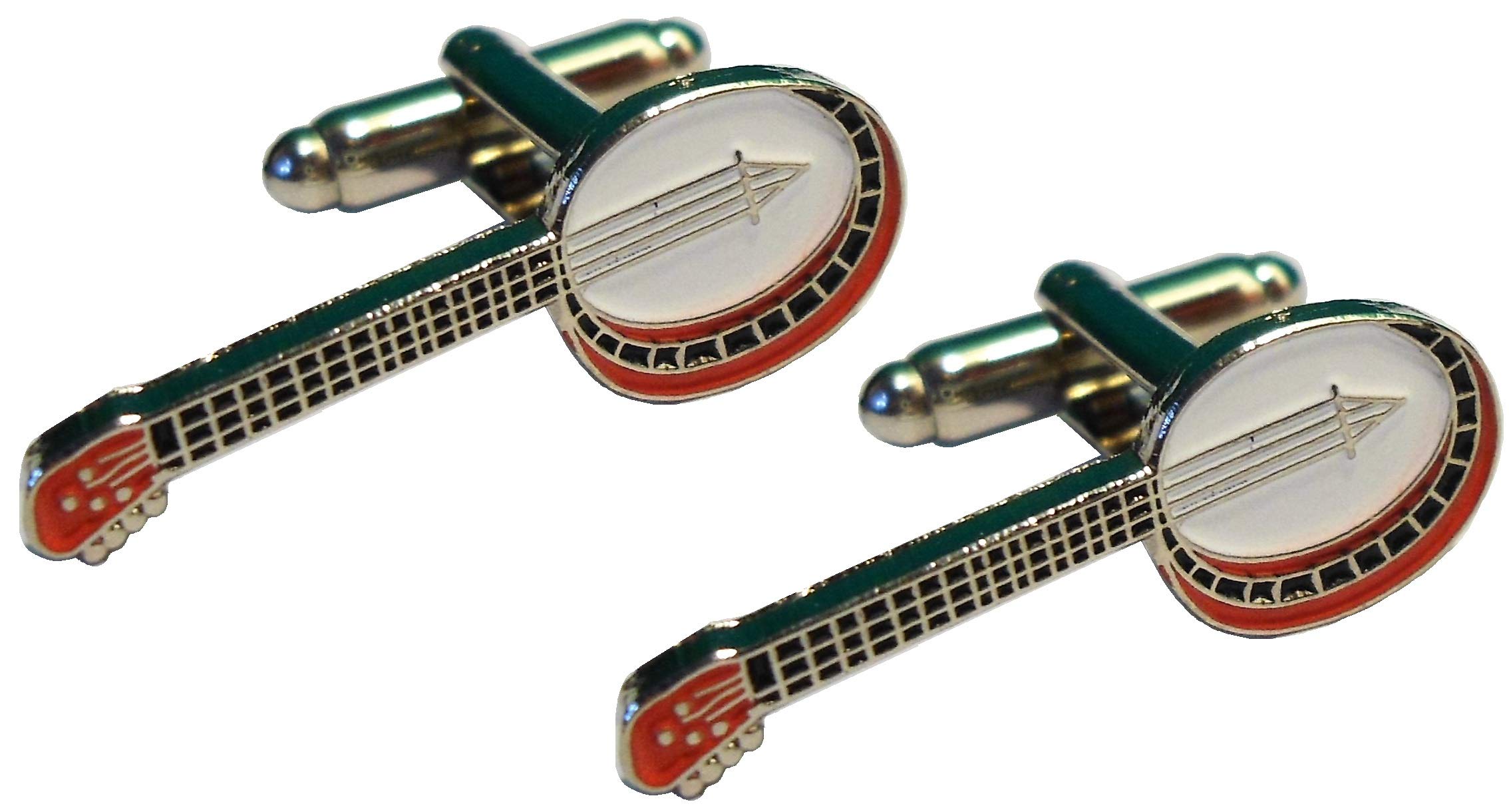 B4b Banjo Musical Instrument Metal Enamel Cufflinks