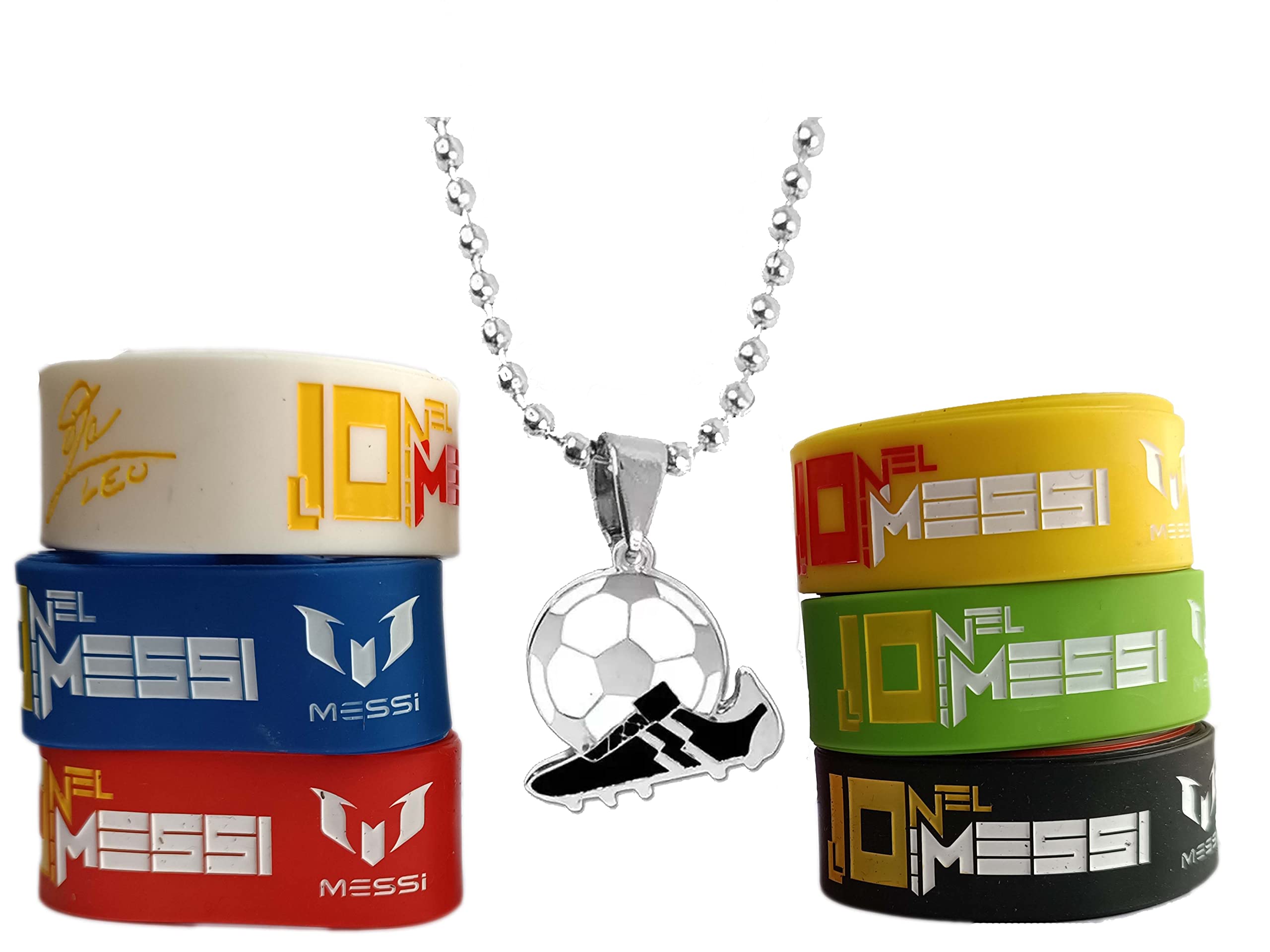 Football Locket & Lione Messi Wristband 30 mm Silicone Rubber Loop Band - Football Club - Lionel Messi