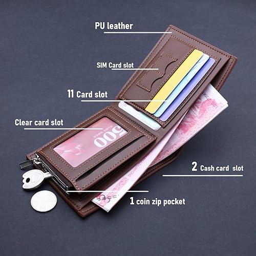 Miniatura 2 de Aokizkdzsw Cartera personalizada para hombres, carteras de cuero grabadas personalizadas con nombre, regalos personalizados para papá, hombre,