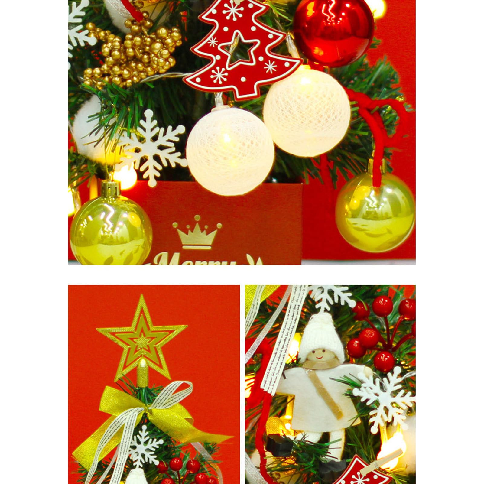 Árbol de Navidad de Escritorio | Adornos de Mesa de árbol Artificial con Forma de Estrella,Regalos navideños y decoración de Fiestas, centros de Mesa para Ventana de Escritorio navideña Zorq