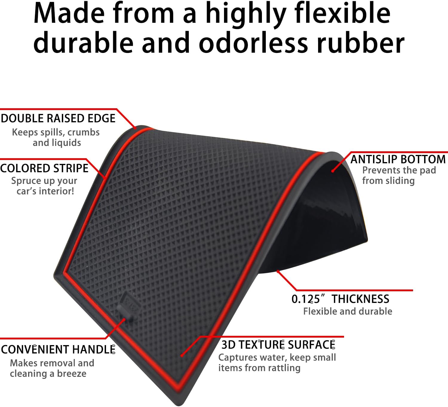 Center Console Liner for Nissan Rogue Accessories 2021-2024 2025 2026, Cup Holder Mat, Door Pocket Pad, Coaster Trim, Non-Slip Dust Interior, Custom Rubber Decoration Insert (17 Pcs, Red Trims)
