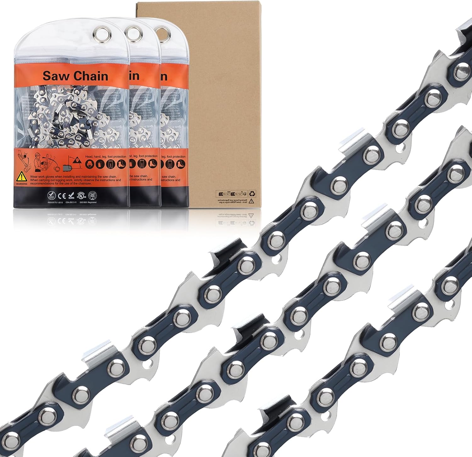 Hipa 3 PACK 8 Inch Chainsaw Chain 3/8" LP Pitch .043" Gauge 33 Drive Links Compatible with Ryobi P4360 RY43160 P4361 Wo-rx WG349 WG349.9 Oregon R33