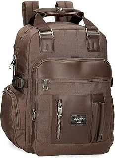 Bomber Zaino per Laptop, 28 x 40 x 16 cm, Doppio Zaino, Marrone