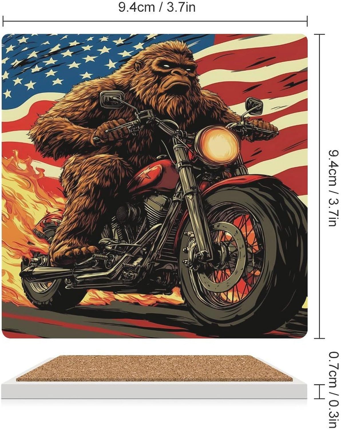 Vintage Bigfoot Ceramic Coasters Square Drinks Coaster Coffee Table Decor Table Coaster for Home Bar