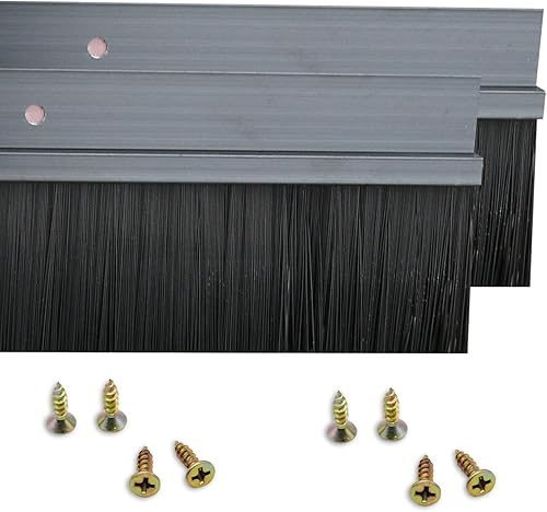 Miniatura 7 de Paquete de 2 barridos inferiores de puerta, soporte de aleación de aluminio en forma de H para la parte inferior de la puerta con cepillo de nailon