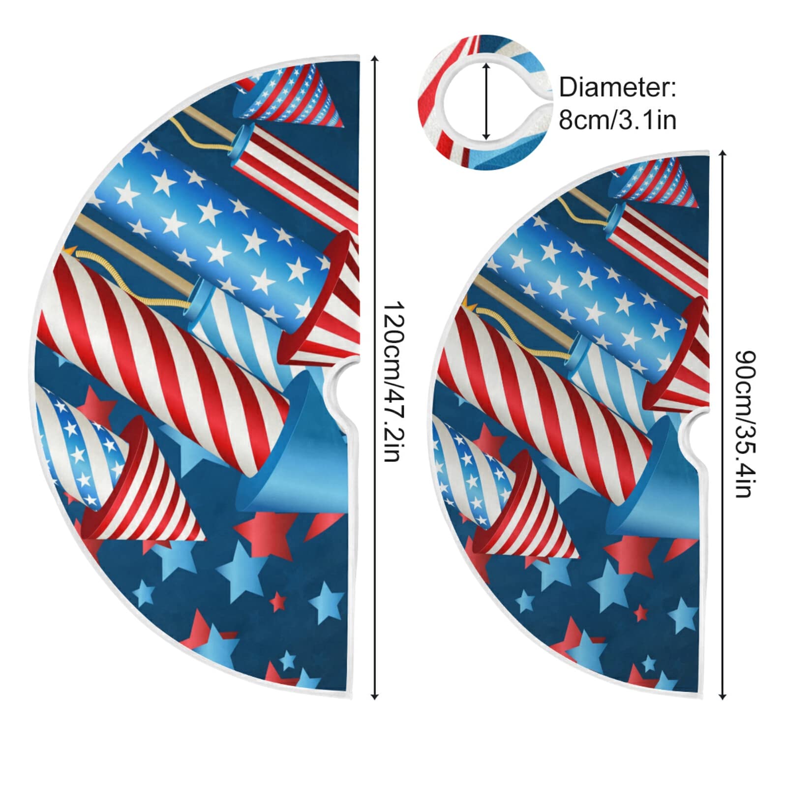 Patriotischer Weihnachtsbaumrock – USA-Flagge Mit Adler, 120 Cm Durchmesser, Aus Weichem Polyester – Für 4. Juli, Weihnachten & Feiertage