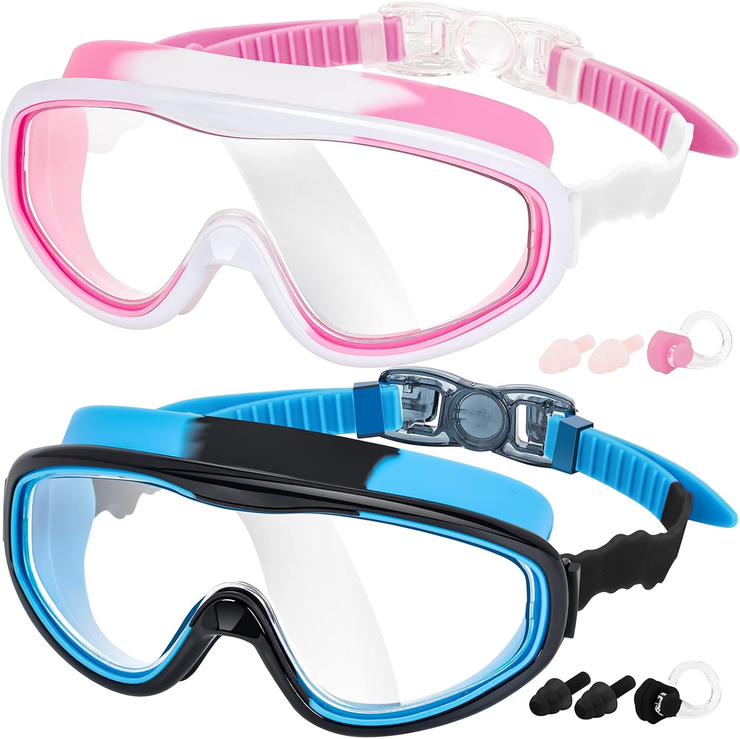 EasYoung 2-Pack Kids Swim Goggles, Wide Vision Swim Goggles for Child from 3-15