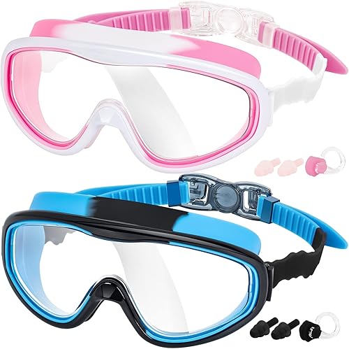 EasYoung Paquete de 2 gafas de natación para niños, gafas de natación de visión amplia para niños de 3 a 15 años
