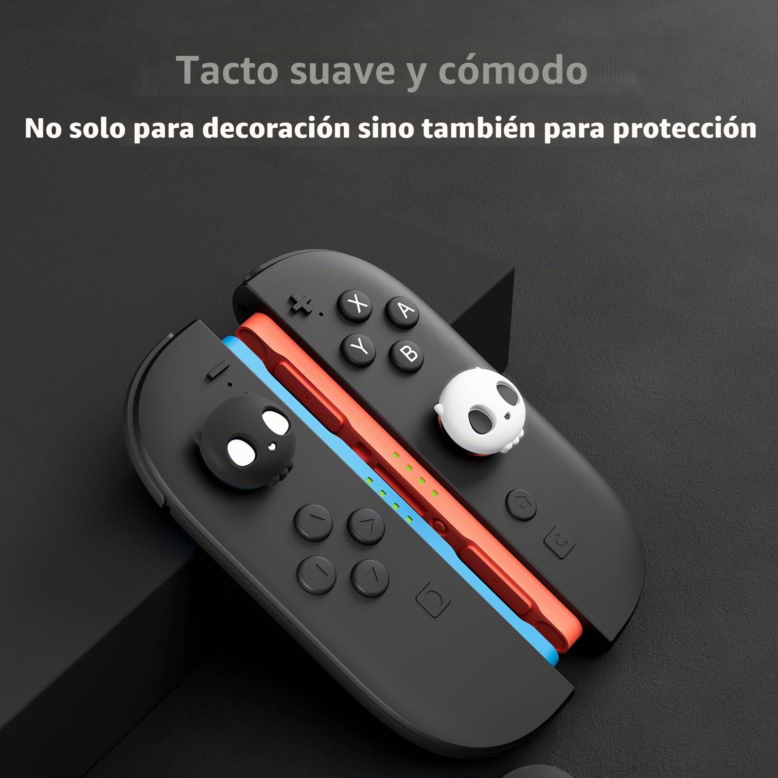 GeekShare Tapas de palanca de mando de calavera compatibles con Switch 2, tapas de agarre de silicona antideslizantes para Switch 2025, blanco y negro, 4 unidades