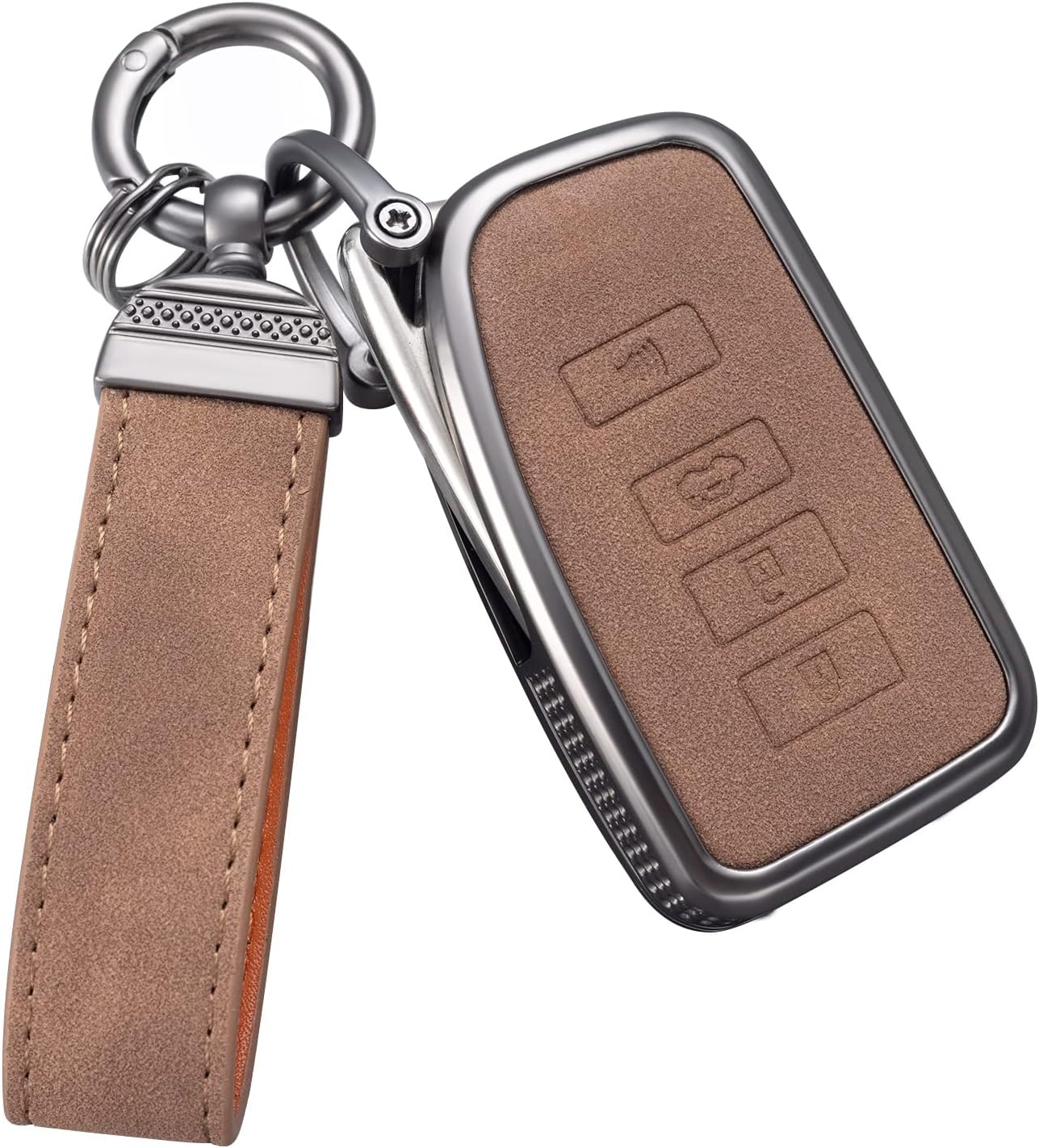 Compatible with Lexus Key Fob Cover with Keychain Leather Key Case Protector Fit for RX ES GS LS NX RS GX LX RC LC (Model 1, Brown)