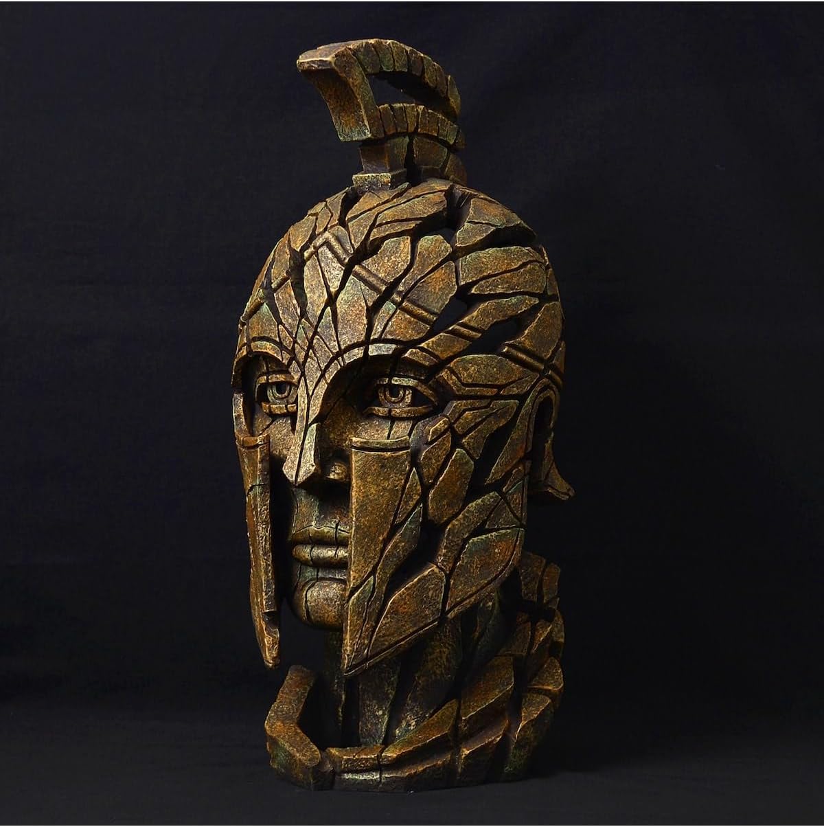 SODEF Futuristic Spartan Bust Sculpture 26 Inch x 13 Inch Unique Design Sparta Statue, Gold Polyester Home Decor - Visual, One Size