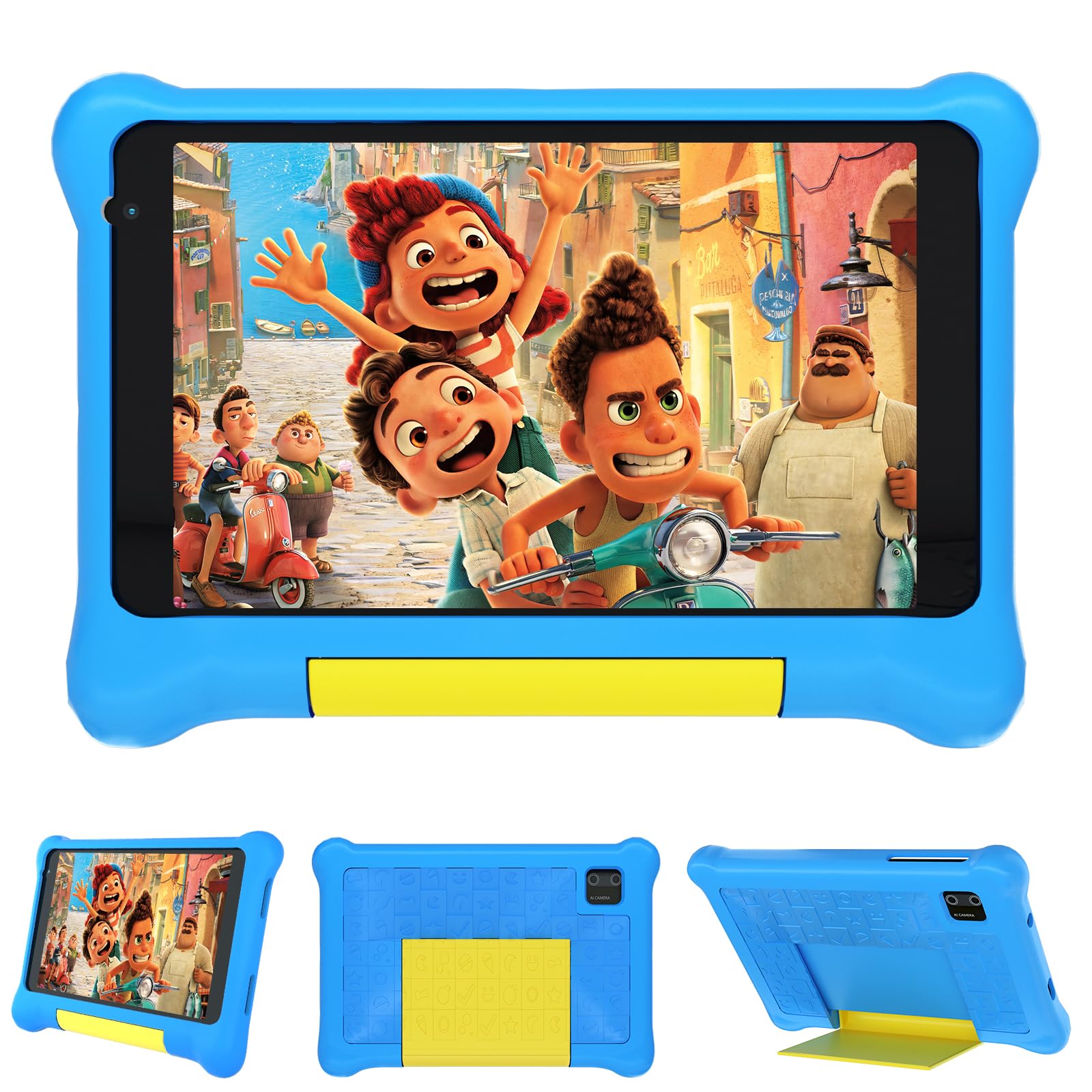 Gleeso Tablet Bambini 7 Pollici Android Tablet con Controllo Parentale(Blu) | Kids Tablets 32GB+128GB TF, Kids Pre-Installato, Doppia Fotocamera,Tablet con Protettiva Antiurto Custodia