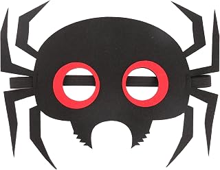 Olen Halloween Spider Mask for Kids, Halloween Face Mask, Costume Accessories for Kids, Spooky Party Supplies, Black Spider with Red Eyes, Dress-up Party Favors Decorations, 1 Pack