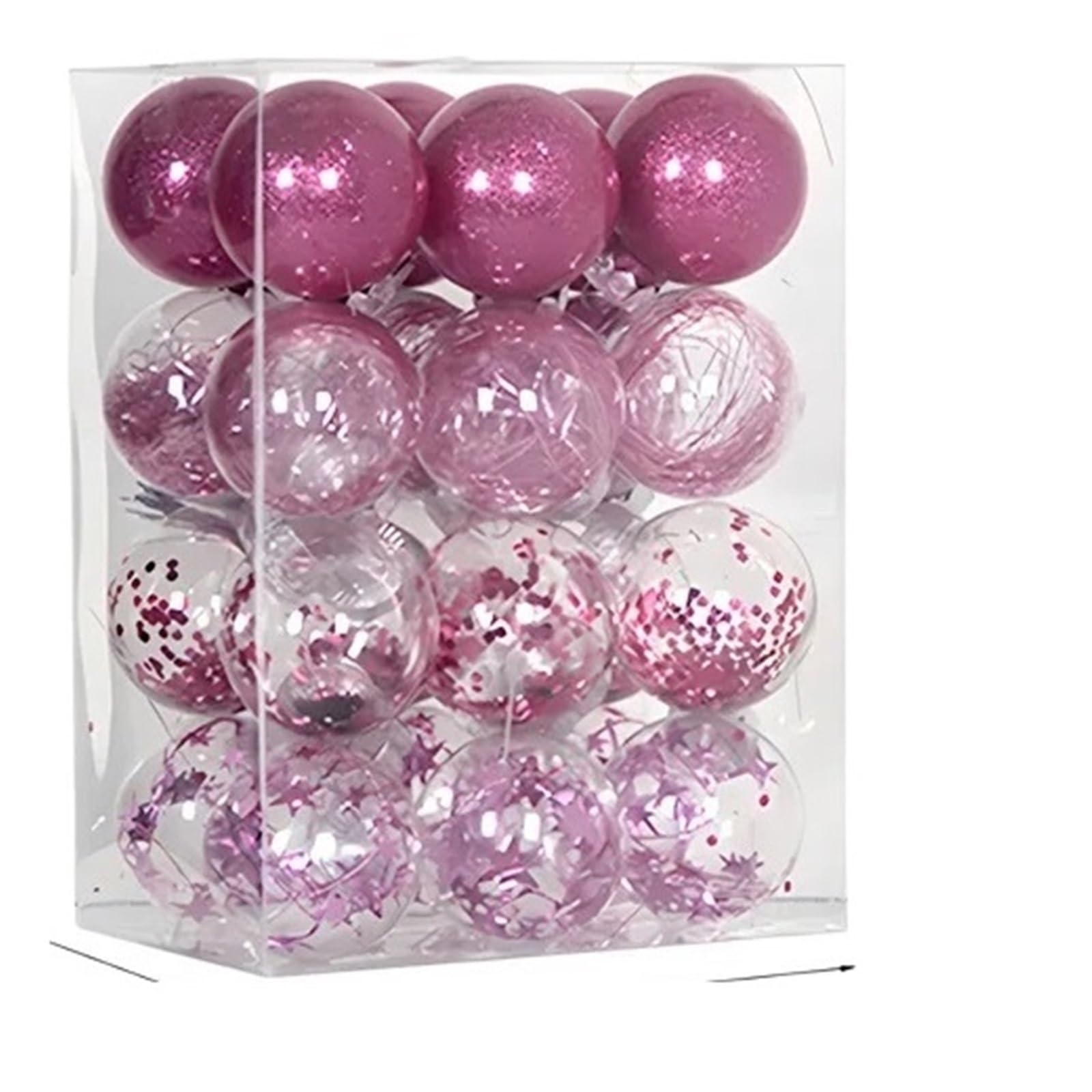Weihnachtskugeln, Weihnachtsdeko 24 stücke Weihnachten Ball Dekorationen 6cm Weiß Silber Gold Baubles Baum Anhänger for Party Ornamente(Rose Pink)