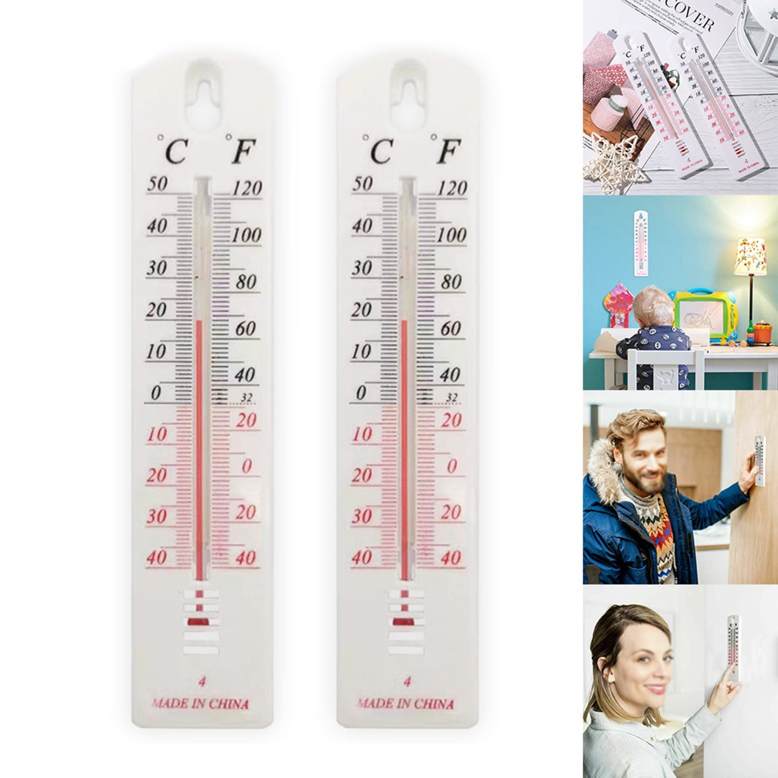 Thermomètre Hygromètre Intérieur/extérieur – 2 Pièces, Précision ±2°C, Pour Maison & Jardin