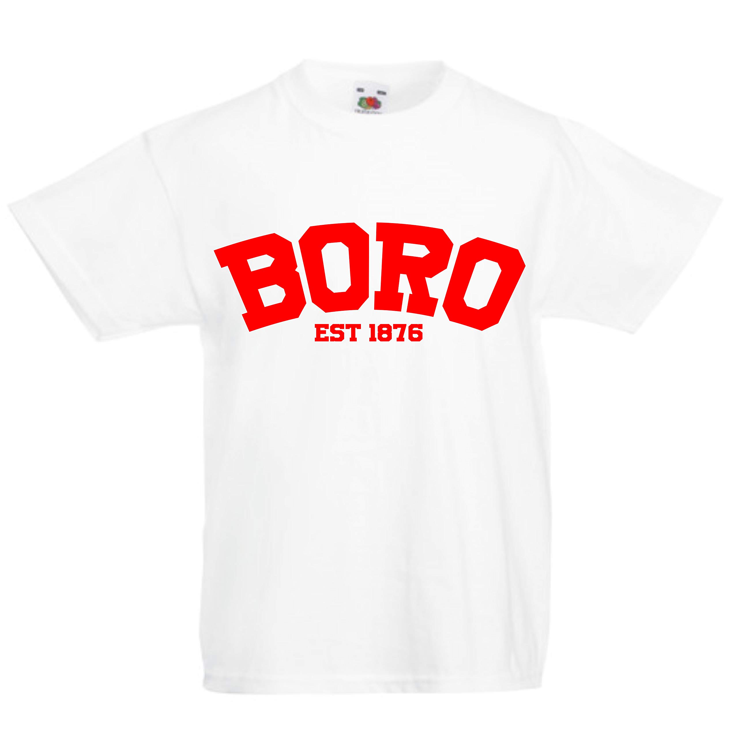 All About The Print Boro Middlesbrough Established in 1876 Premium T Shirt Football Childrens Kids top Kids Age 5-6 Black