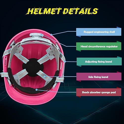 Miniatura 4 de Casco de seguridad estilo casquillo ventilado de 8 colores Casco de seguridad de difusión de presión de 4 puntos de suspensión de trinquete correa