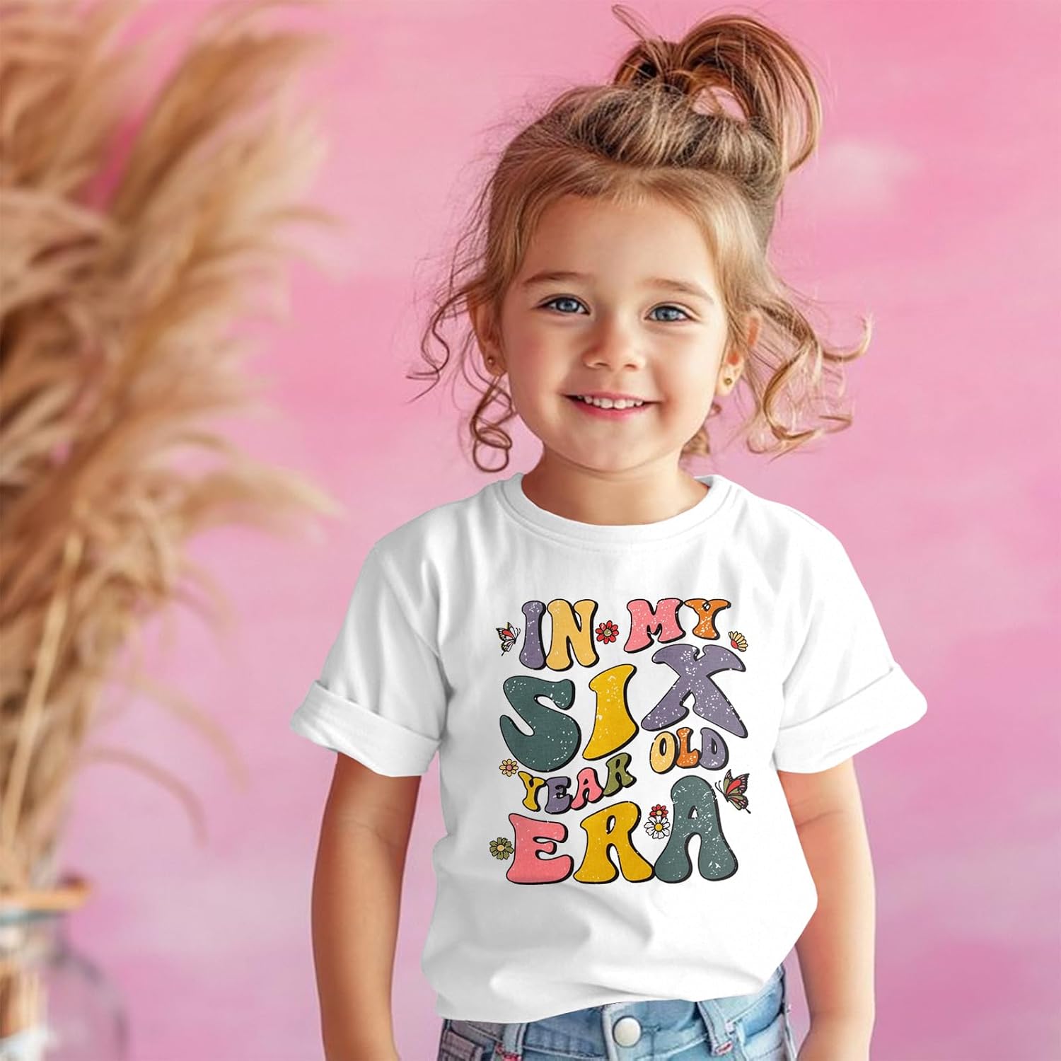 BOUTIKOME in My One-Seven Years Old Era Birthday Shirts Toddler Baby Girls T-Shirt Tees Party Outfits Short Sleeve Tops - Image 2