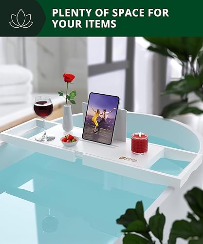 Miniatura 30 de Royal Craft - Bandeja de bambú para bañera con soporte para libro y vino Bambú carbonizado (marrón),Negro (plegable),Gris (clásico),Natural