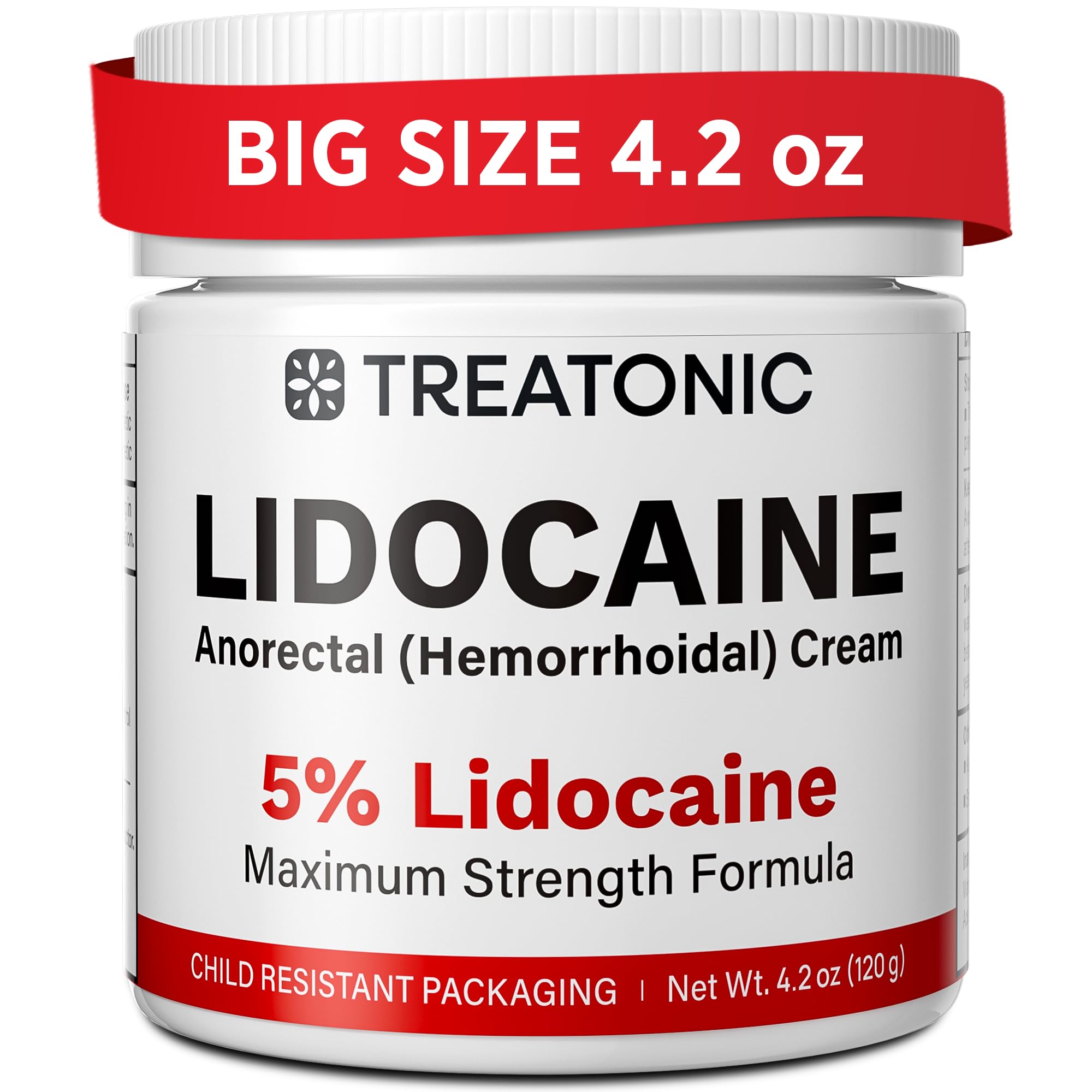 Treatonic 5% Lidocaine Numbing Cream: Lidocaine Cream for Pain Relief, Itching, Burning, Soreness, Hemorrhoid - Maximum Strength Topical Numb - Fast Acting &amp; Long Lasting Numbing - 4.2 oz