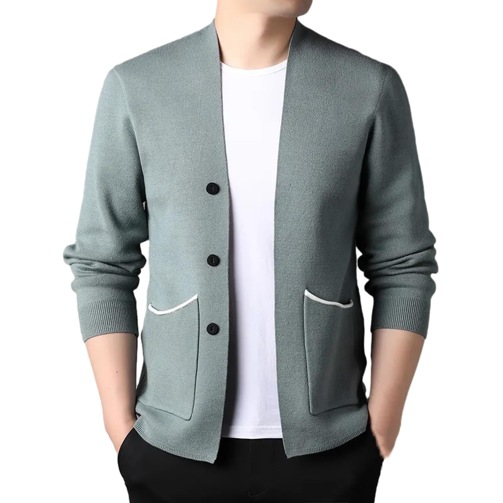 Suéter Tipo Cárdigan para Hombre - Suéter De Punto A La Moda, Abrigo Informal De Estilo Coreano para Hombre, Ropa Sencilla Y Elegante, Ropa De Abrigo De Punto para Otoño E Invierno, Tops
