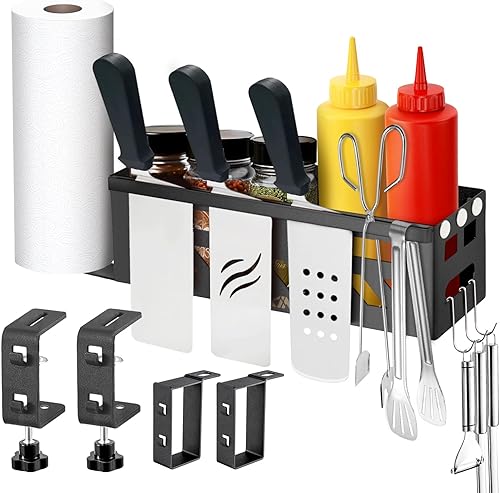 Miniatura 1 de YORKING Organizador de parrilla para parrillas Blackstone de 17"22"28"36", organizador de barbacoa que ahorra espacio, accesorios de barbacoa,