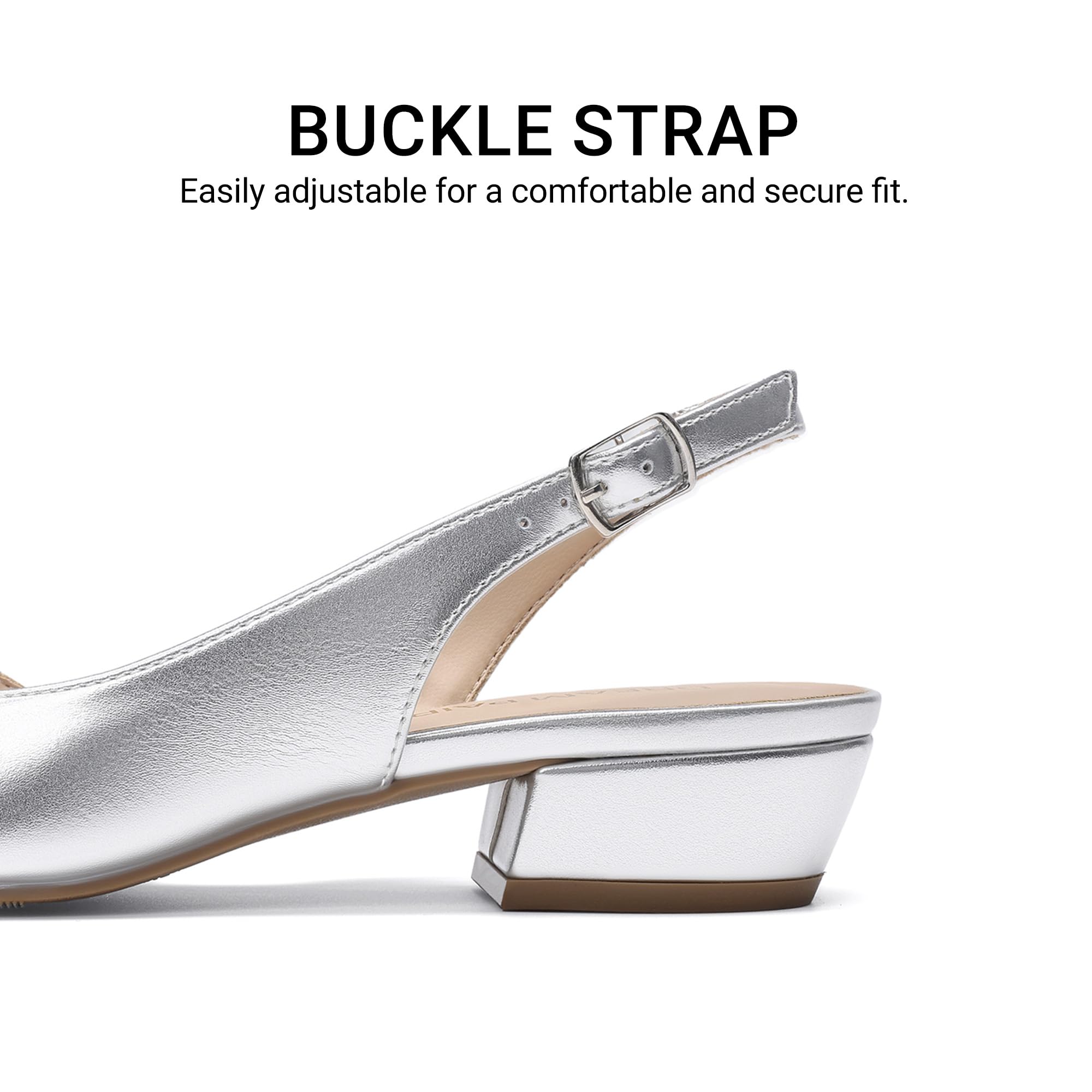 DREAM PAIRS Scarpe da donna con tacco basso a blocco, punta chiusa, cinturino alla caviglia, eleganti décolleté eleganti per matrimoni e feste