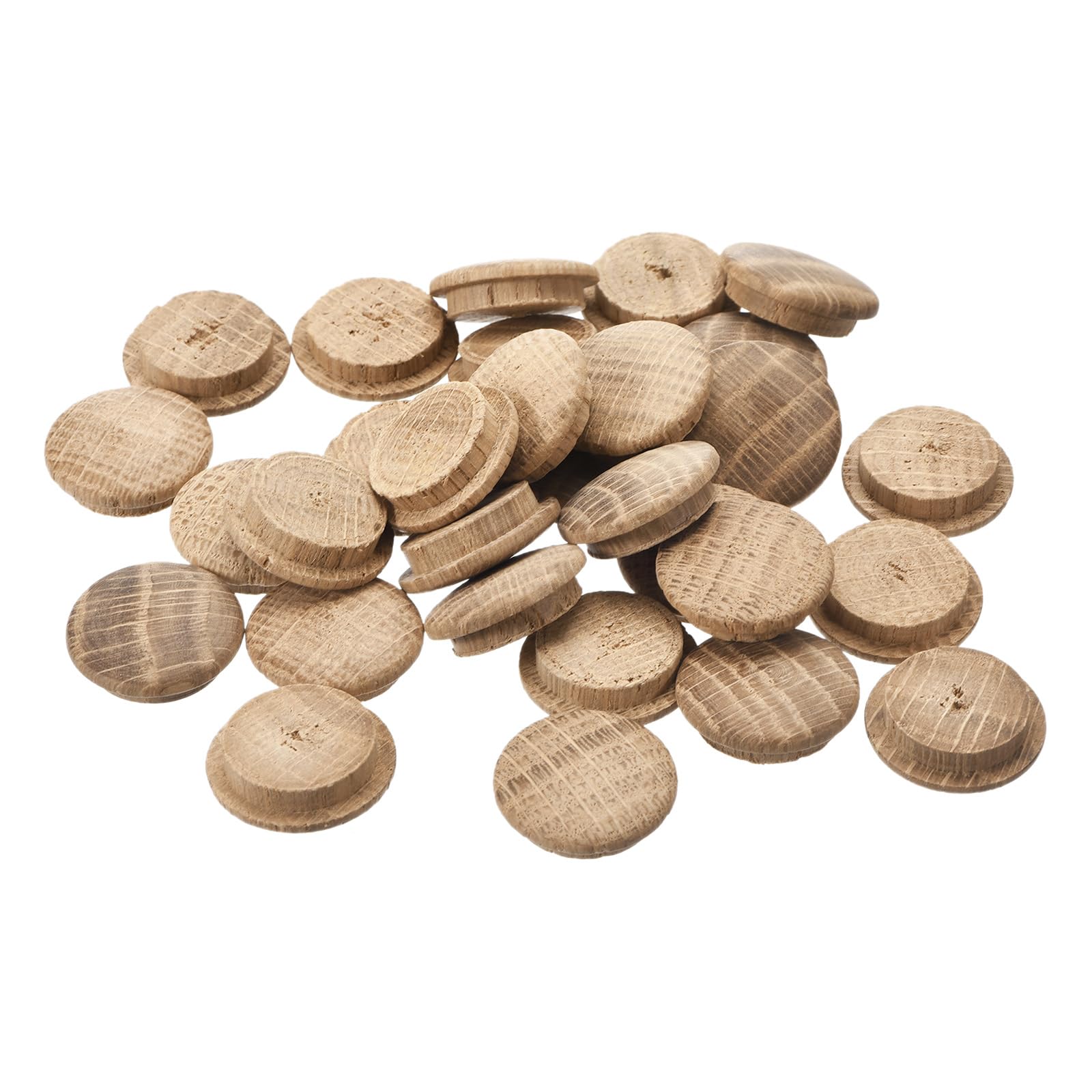 uxcell Wood Plugs, 30Pcs 25 x 20 mm - Red Oak Wood Button Top Plugs, Screw Hole Covers, Decorative Wooden Cover for Stair Chair Craft Furniture