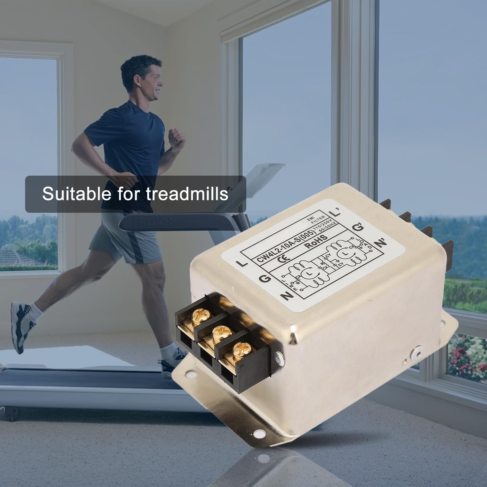 Filtro Linea di Alimentazione CW4L2-10A-T, Filtro Emi di Alimentazione Monofase 15V/250V 150/60 Hz Adatto Per Apparecchiature Meccaniche, Tapis Roulant E Apparecchiature Mediche