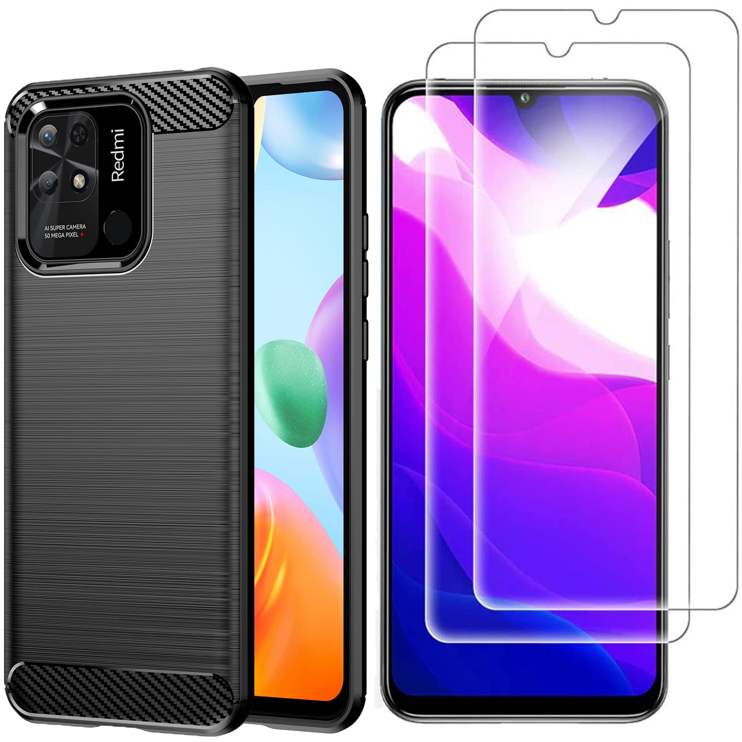 Per Xiaomi Redmi 10C Custodia,Carbonio Fibra Anti-urto Cover - Foto 4