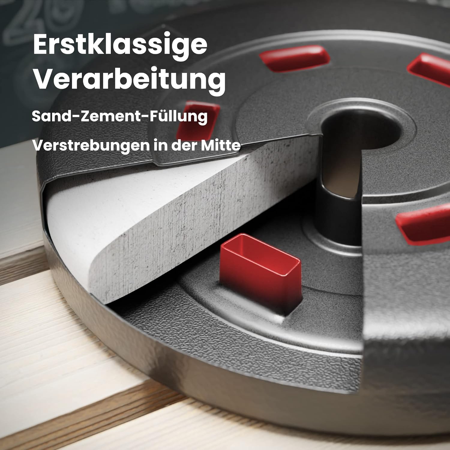 Hop-Sport Hantelscheiben Set 20 kg (4 x 5 kg) | Kunststoff Gewichtsscheiben | Bohrung Ø 30/31 mm | für Langhantel & Kurzhantel | bodenschonend | Krafttraining zuhause