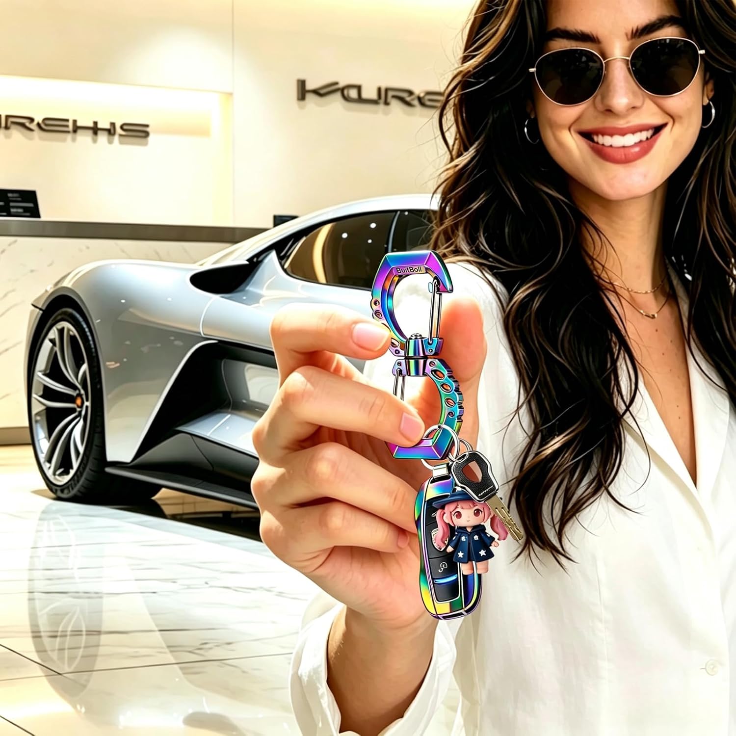 Key Chain, 360 Spin Key Ring Holder for Women Men | Double-Open Wiregate Reversible Keychain Organizer Carabiner Clip