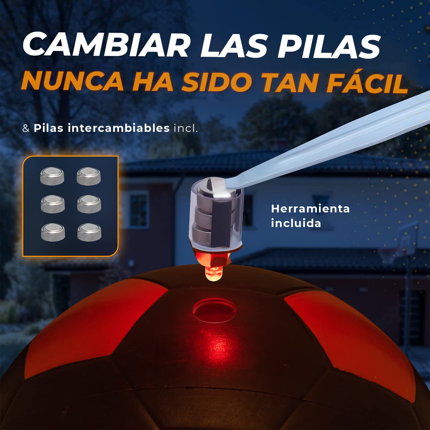NIGHTMATCH Balón de Fútbol LED - Balon Futbol Talla 5 para Noches Inolvidables de Juego - Duradero y Seguro para Jóvenes - Incluye 2 LED y Baterías para Divertirse en la Oscuridad
