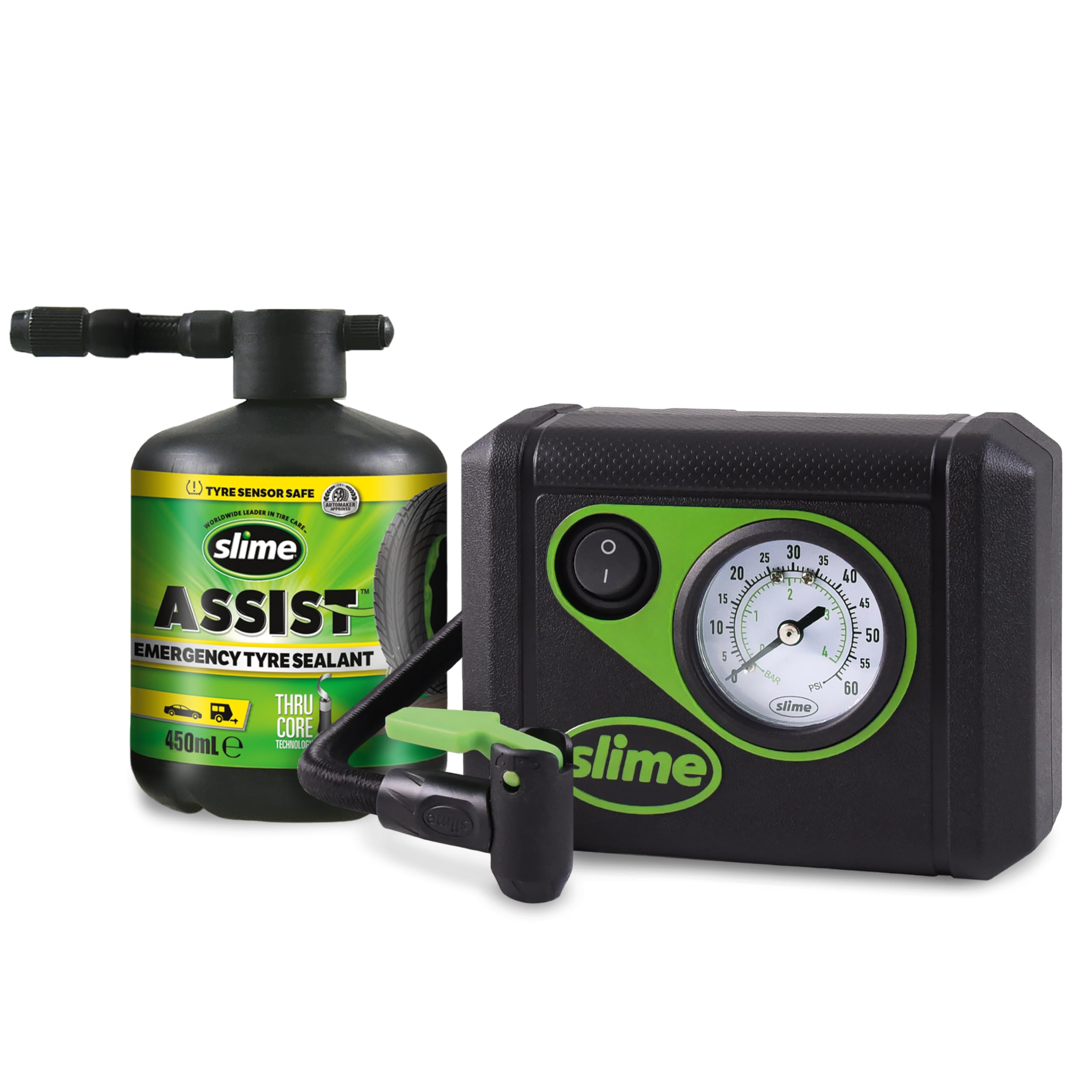 Slime 50138-51 Kit d’Urgence pour Réparation de Crevaison Smart Spair Plus pour Pneus de Voitures