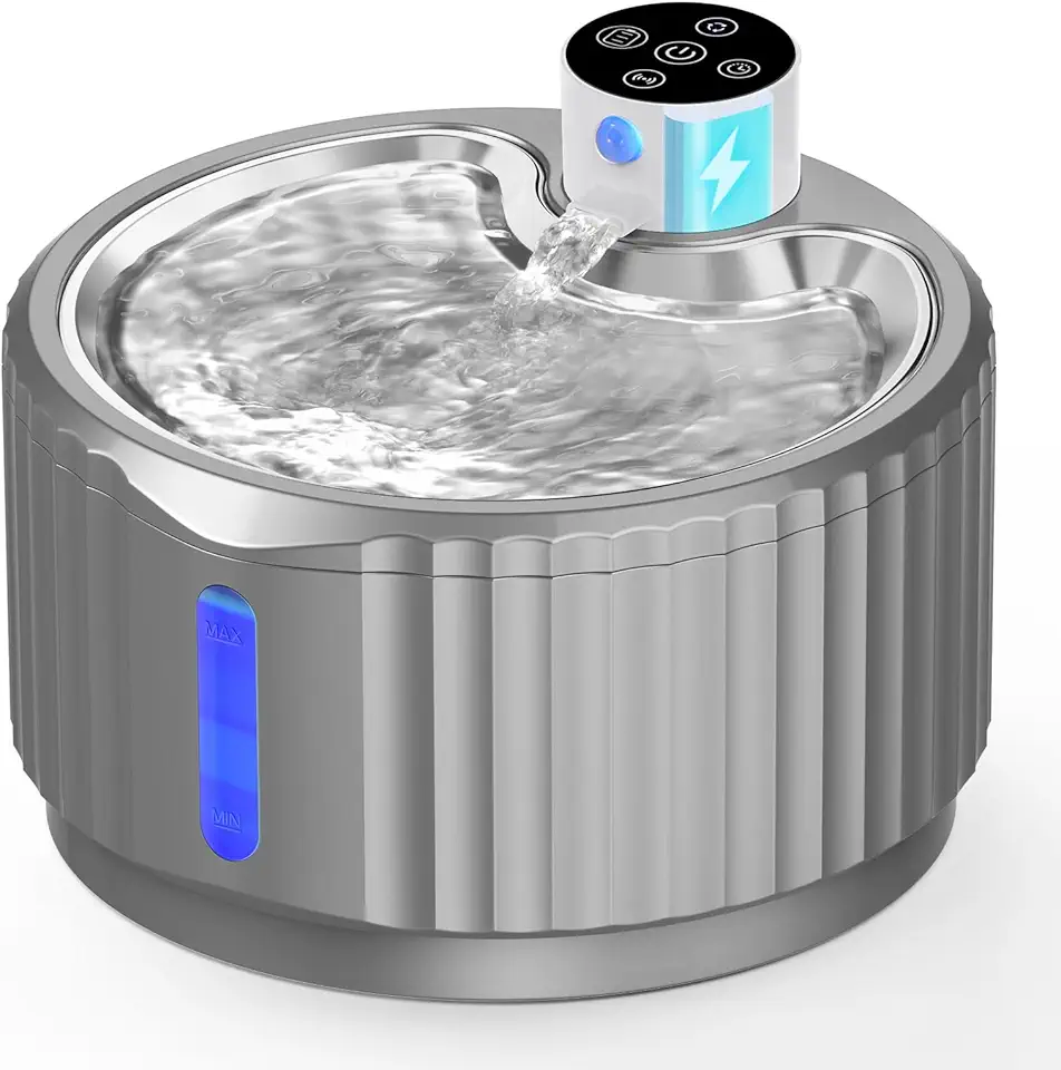 Fonte De Água Sem Fio Para Gatos, 2,8 L (95 Oz), Alimentada Por Bateria, Para Uso Interno Em Gatos, Fonte De Água Automática Para Cães Com Bandeja De Aço Inoxidável, Sensor De Movimento