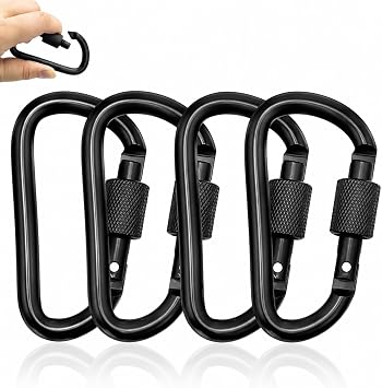 SZXMDKH 4Pcs Locking Carabiner Clips, D-Ring Carabiners with Screw Lock, Duty Aluminum Alloy Locking Key Chain Carabiner Clip Hook for Camping Hiking