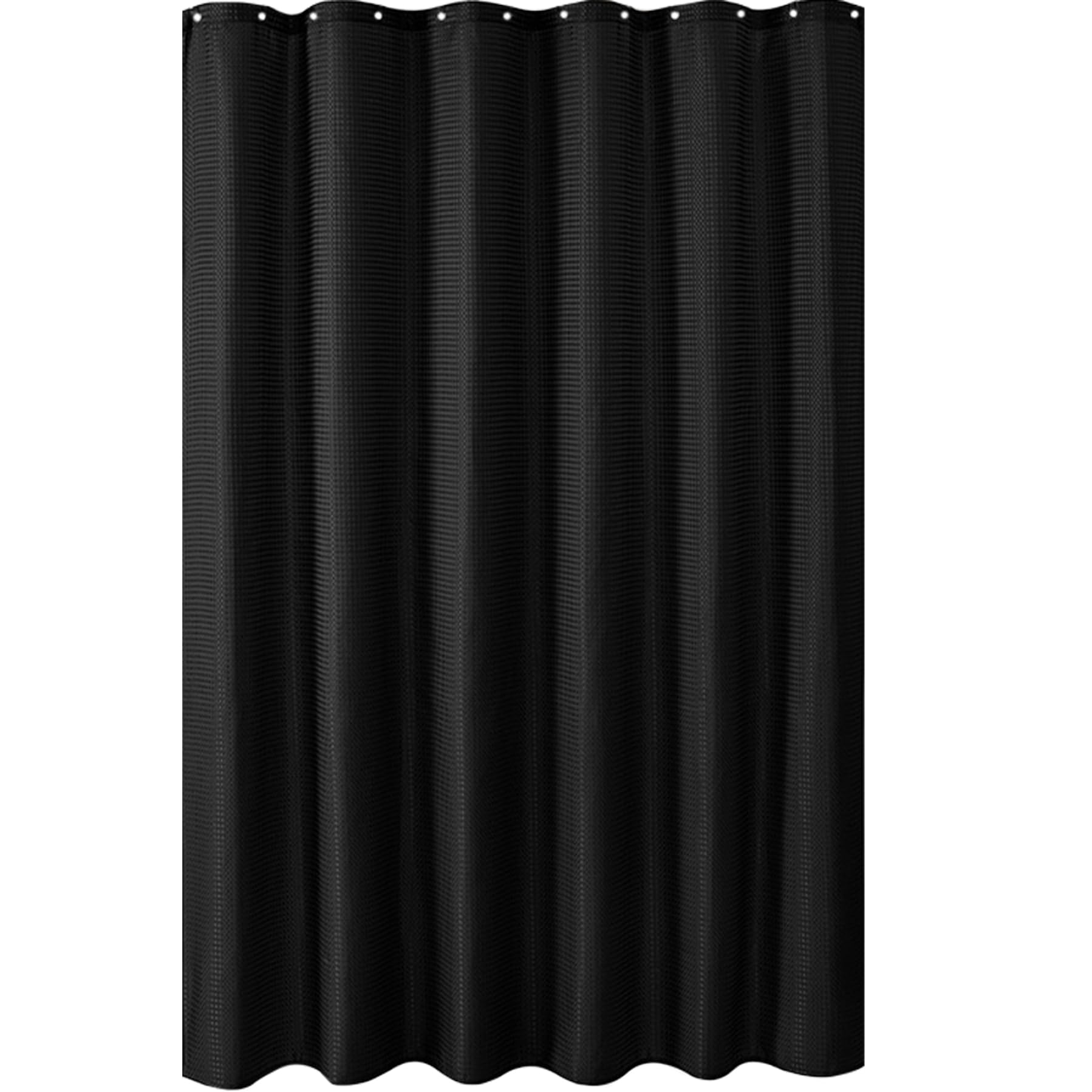 Rideau de douche élégant en tissu texturé premium Waffle, étanche et résistant avec œillets