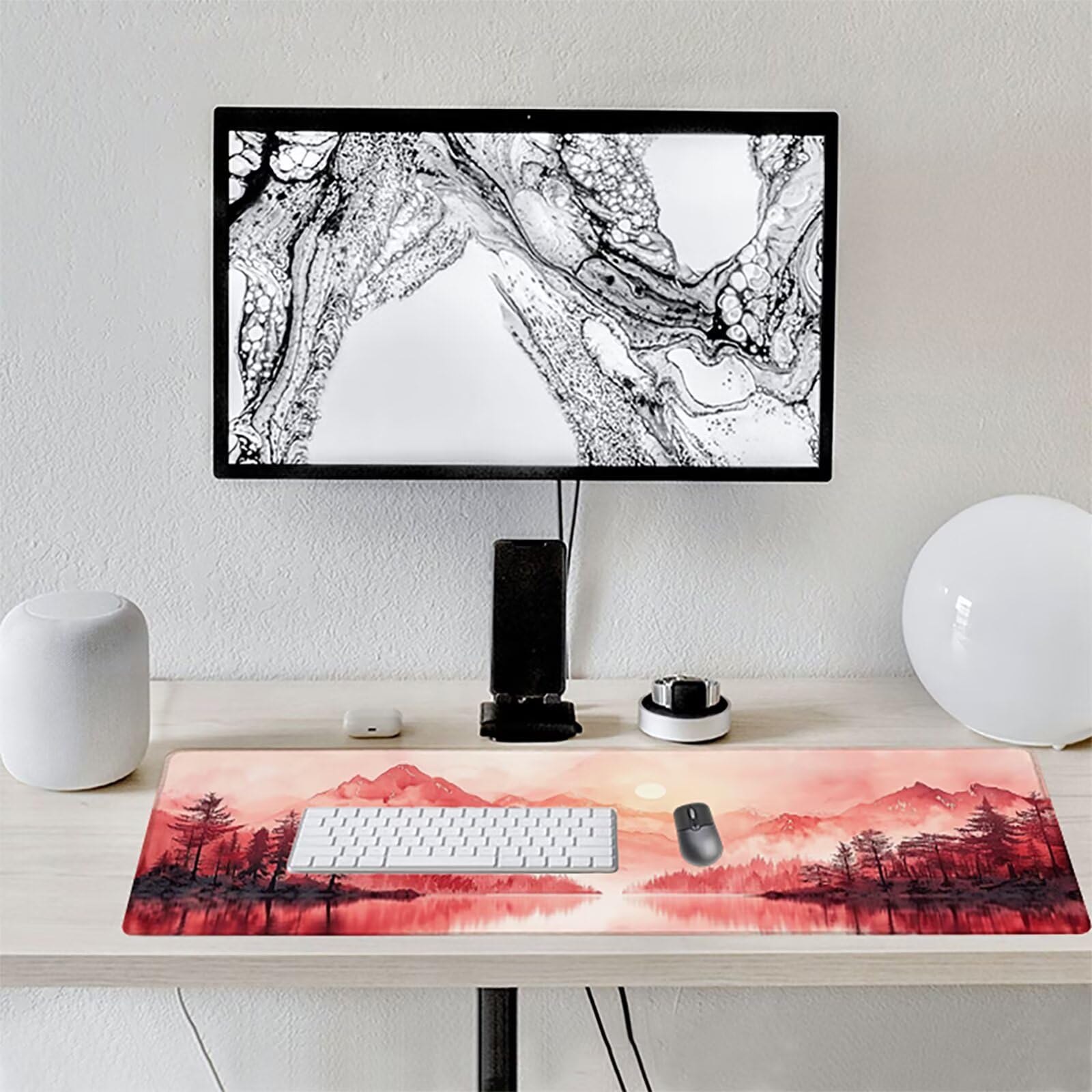 Amanecer Alfombrilla Ratón Gaming XXL 1500x800mm, Alfombrilla Gaming Rosa Mousepad con Base de Goma Antideslizante, Impermeable Desk Mat para Teclado y Raton, Accesorios Gaming, Regalos de Hombre 8-G