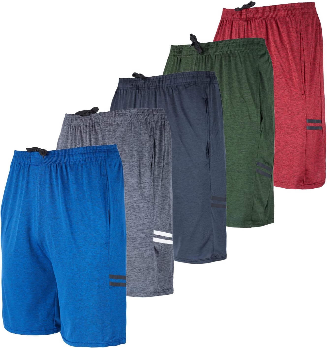 Real Essentials5 Pack:Men's Dry-Fit Sweat Resistant Active Athletic Performance Shorts
