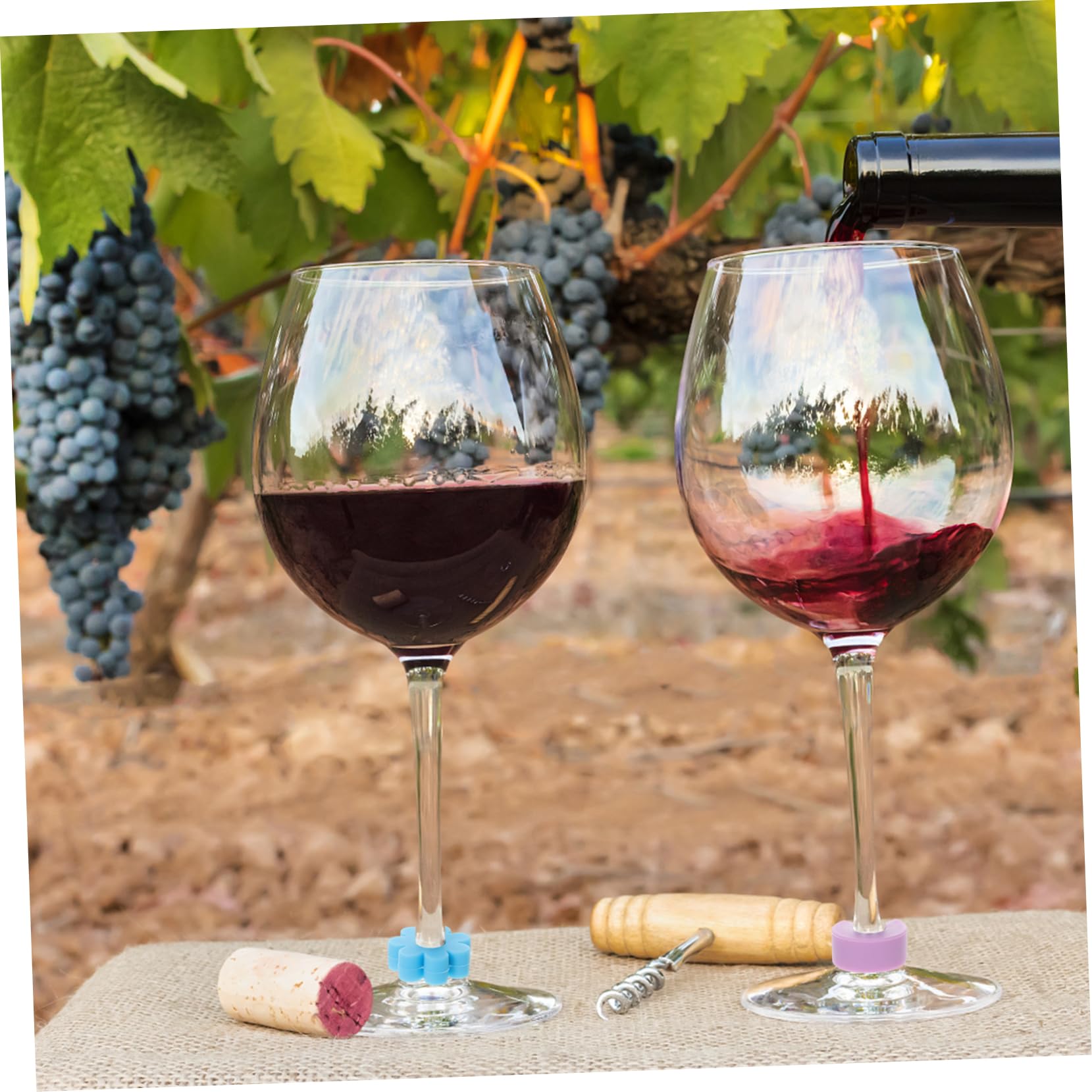 Abaodam 2 Ensembles D'Étiquettes De Verre De Vin Verres À Vin Décoratifs Verres À Vin En Silicone Marqueurs De Boisson Remplaçables Breloques De Vin Remplaçables Breloques De Vin De Fête
