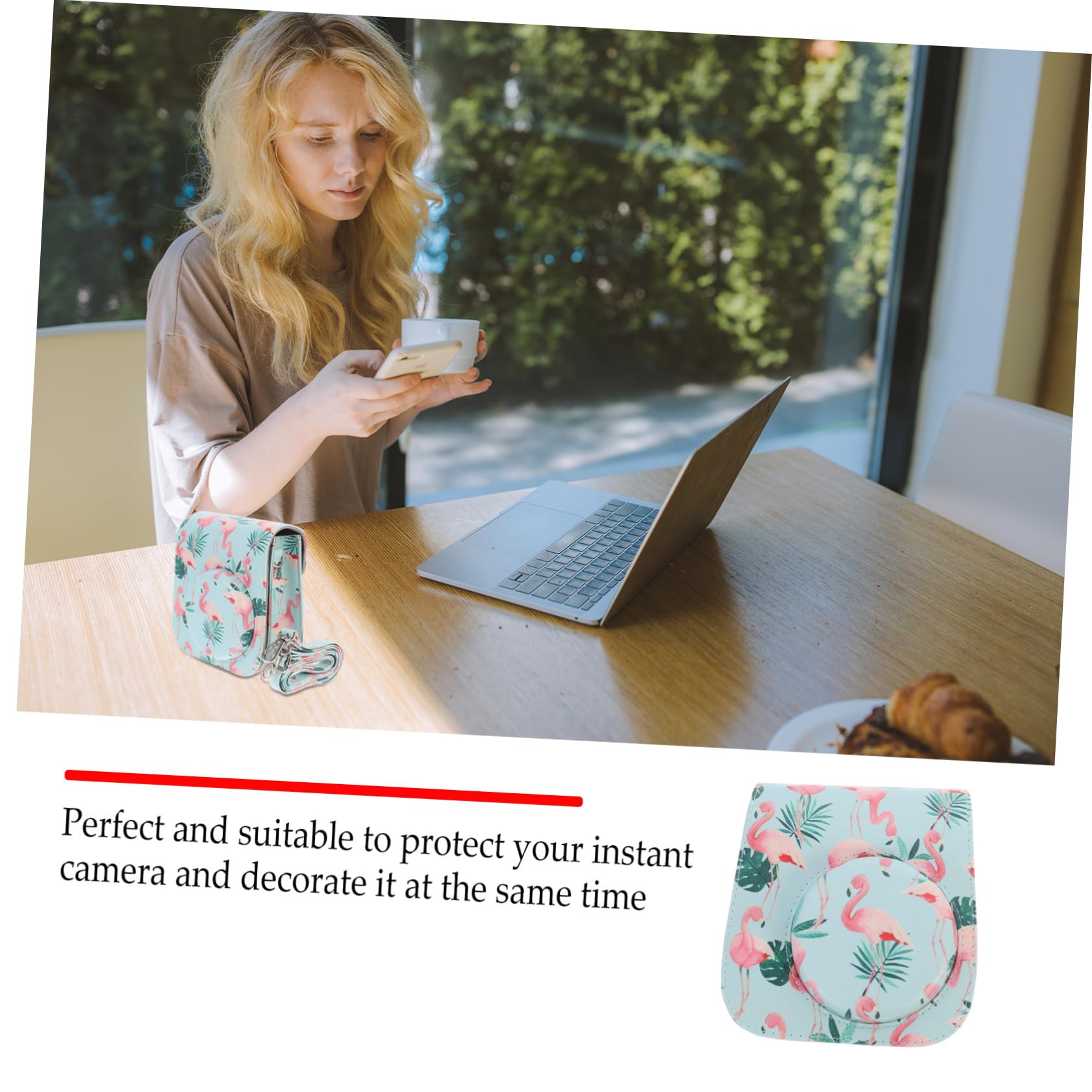 DOITOOL 2pezzi Custodia Per Fotocamera Istantanea Pu Flamingo Protettiva Compatibile Mini Per Shopping Escursioni e