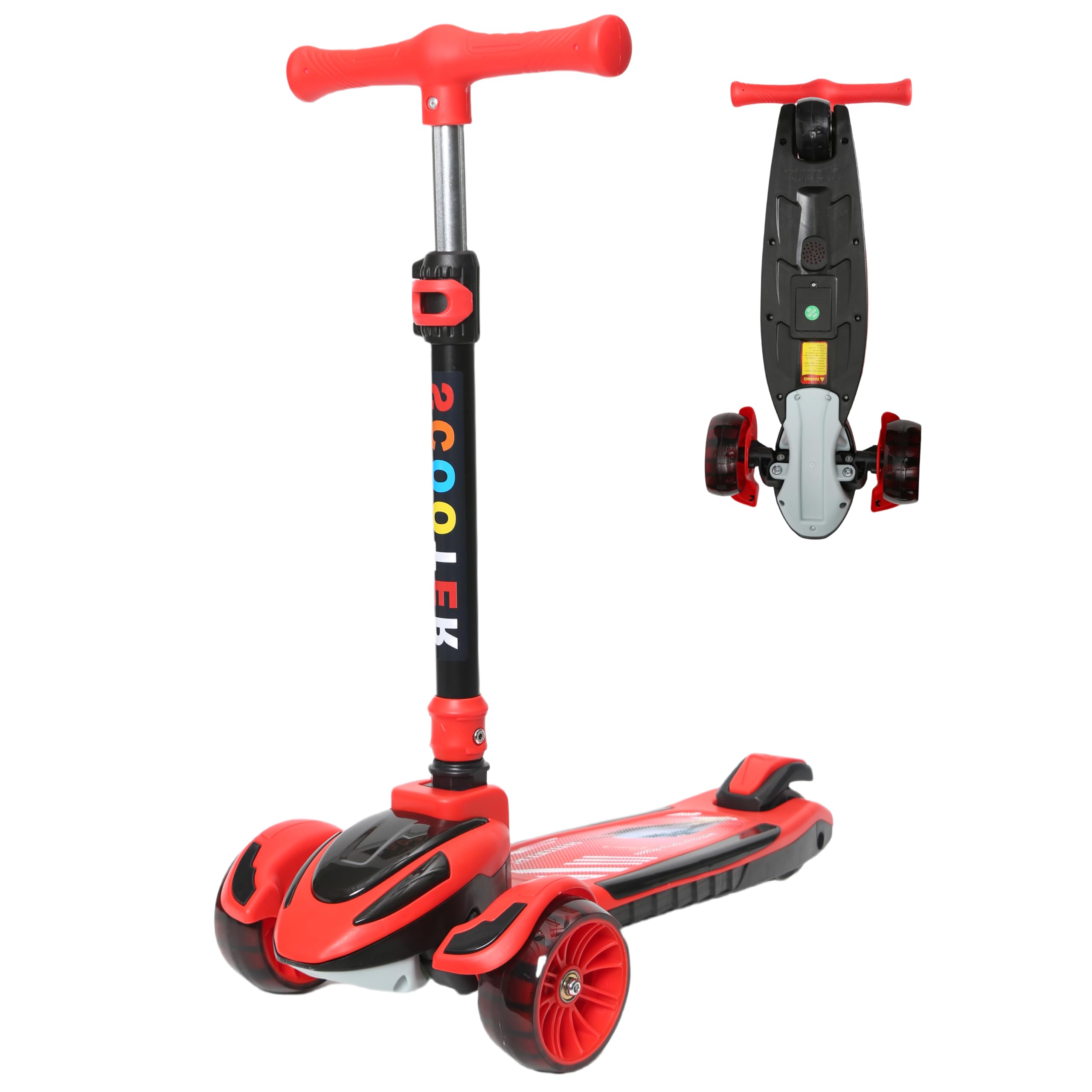 Patinete infantil de 3 ruedas, ruedas con luz LED, plegable, 4 alturas ajustables, para niños y niñas de 3 a 8 años (4 colores)