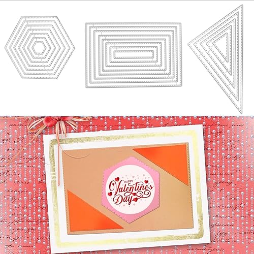 Miniatura 5 de SENHAI - Juego de 6 troqueles de corte de metal, diferentes formas, troqueles de polígono, herramientas para hacer tarjetas, suministros para