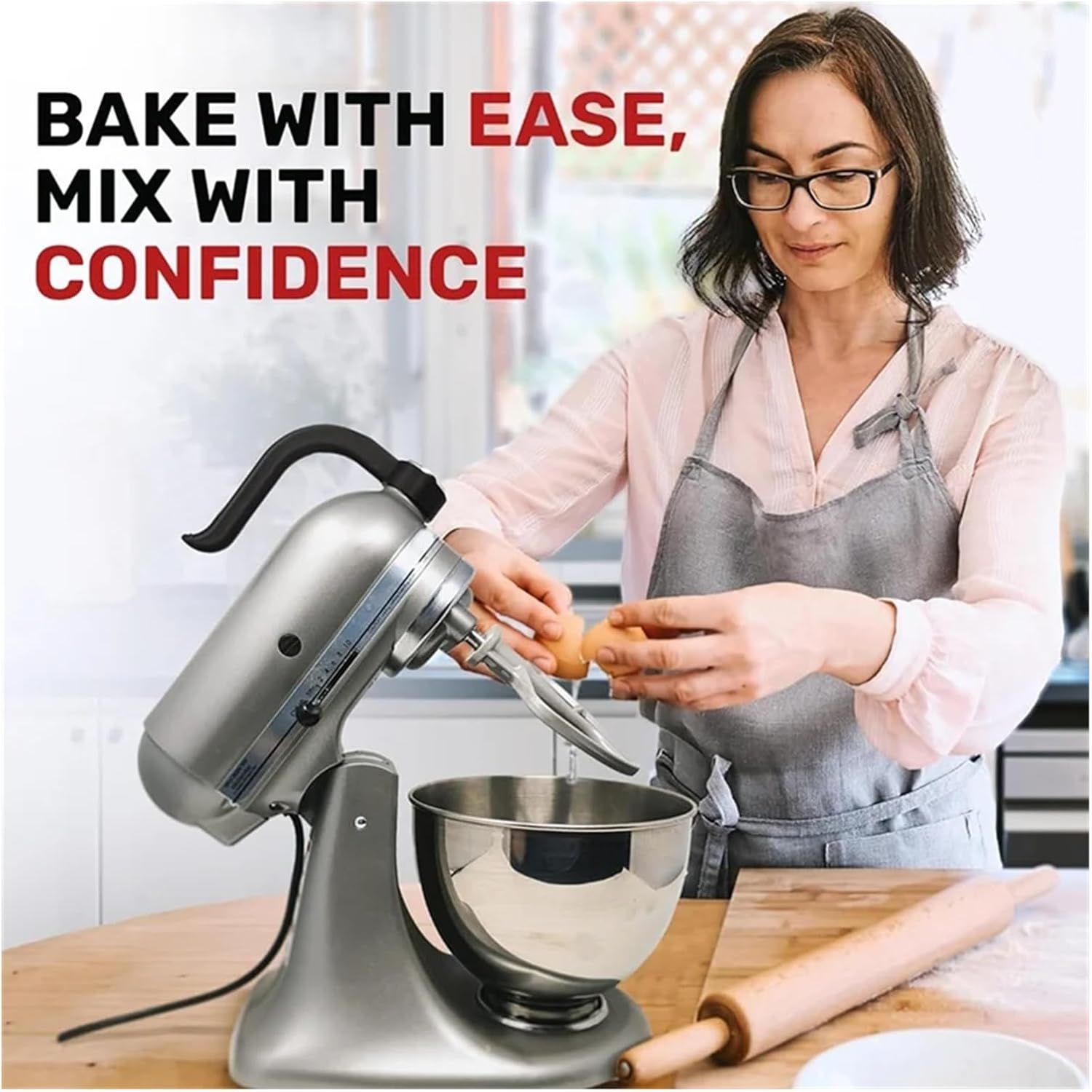 Compatible for KitchenAid, Ergonomic Easy-Grip Handle for Tilt-Head Stand Mixers