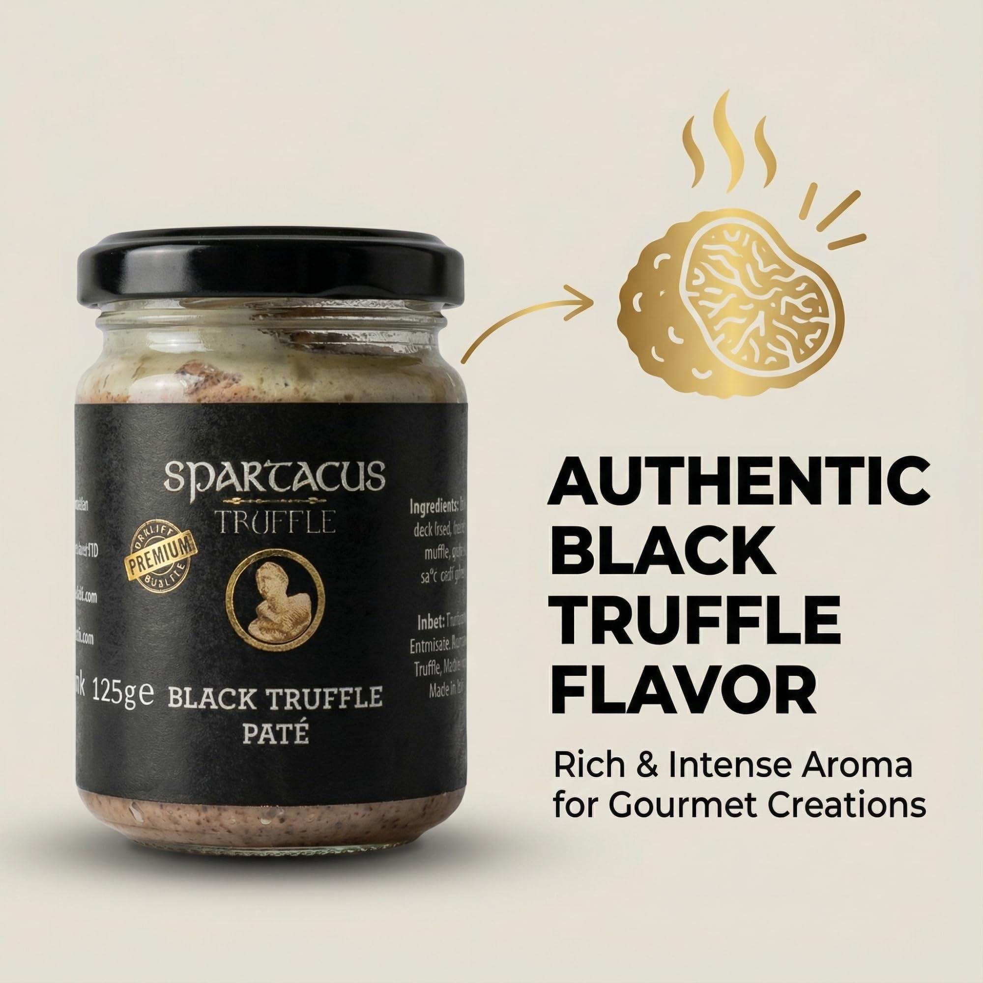 Pâté de foie d'oie à la truffe Spartacus,125g | Tartinade gourmande, Véritable foie d'oie, Pour pâtes, risottos, viandes, crostinis, Produit gastronomique luxueux