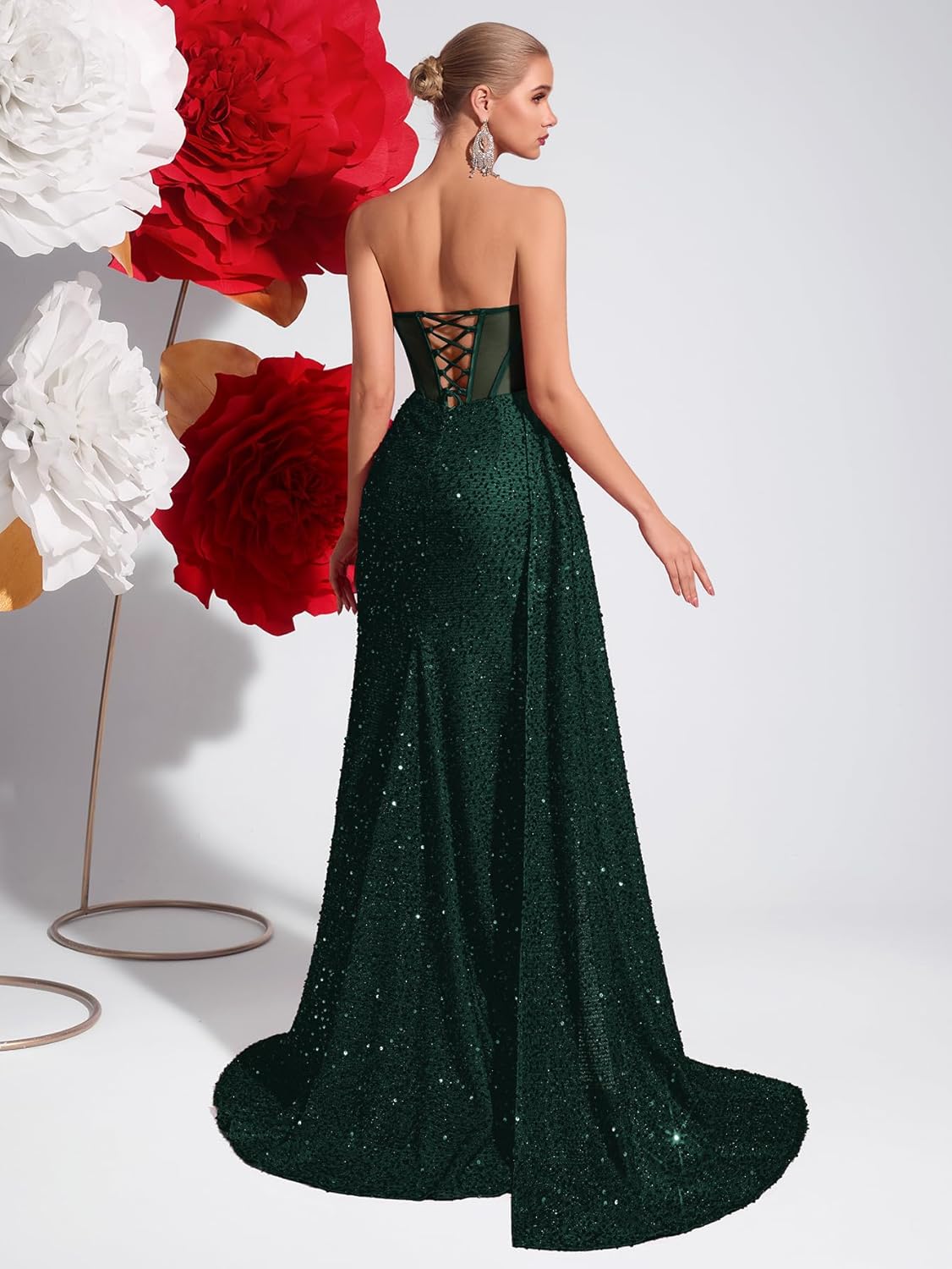 Cocktail Evening Gowns Formal Dresses for Women Sequin Tulle Wedding Guest Party Sexy Off Shoulder Floor Length Prom Dress - Image 3