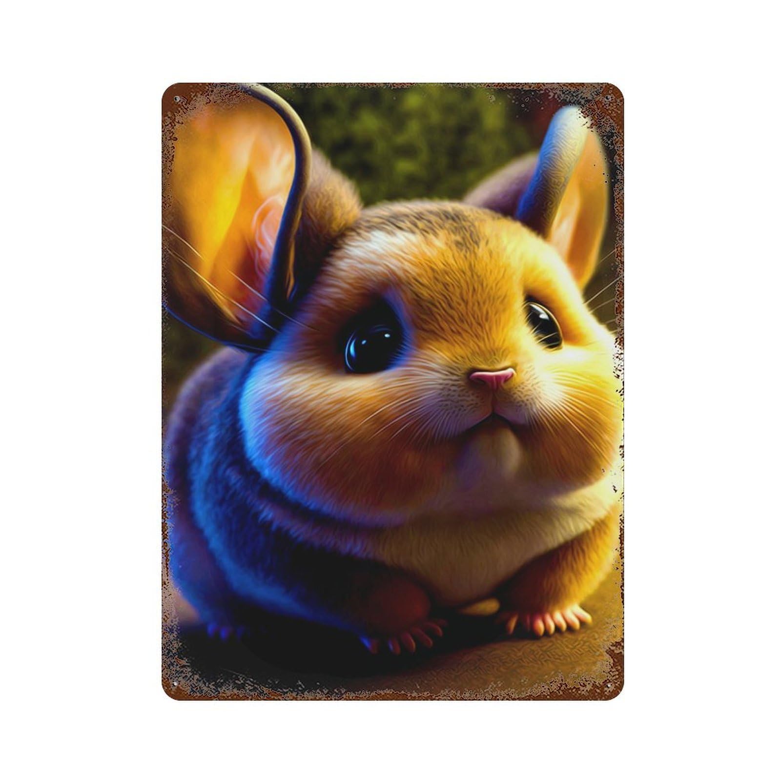 Chinchilla Rustic Tin Plaque 15.7"x11.8", Ideal for Shed, Workshop And Garage Wall Decor