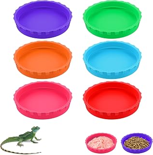6 Pcs Gecko Feeding Cups,Silicone Geckos Food Cup,Silicone Crested Gecko Food,and Water Bowl,Reptile Feeding Cups for Geckos,Isopods,Lizards,Tarantula,Small Pets,Easy Clean & 6 Colors