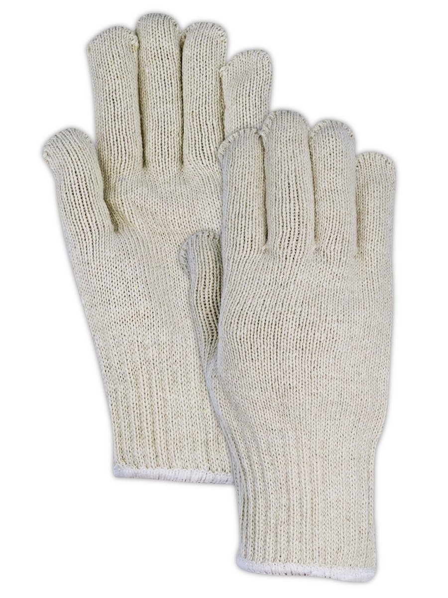 MAGID T1537C KnitMaster T1537 Heavyweight 7-gauge Knit Gloves, Cotton/Polyester Blend, Women's Fit, Off White (36 Pair), 7/S